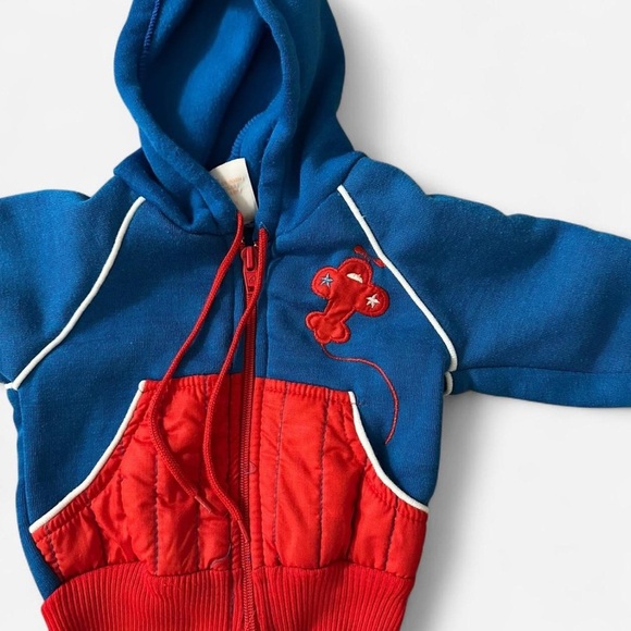 Blue and red vintage zip-up jacket for baby boy - Picture 2 of 4